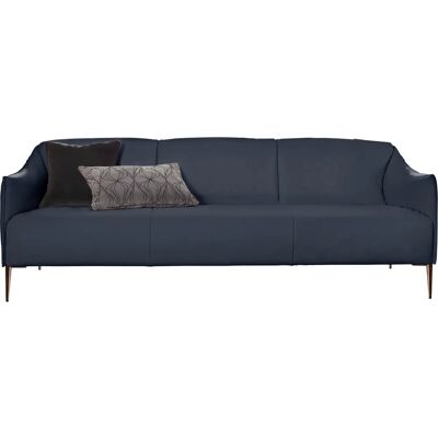 W.SCHILLIG Sally Ledersofa - 3-Sitzer, Blau, Bronze Füße W.SCHILLIG Sally Ledersofa - 3-Sitzer, Blau, Bronze Füße