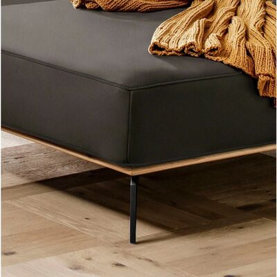 W.SCHILLIG Run Sofa - Grau Leder, Holzsockel, 319cm W.SCHILLIG Run Sofa - Grau Leder, Holzsockel, 319cm