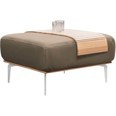W.SCHILLIG »run« Polsterhocker - Beige Leder, Holzsockel, 75cm W.SCHILLIG »run« Polsterhocker - Beige Leder, Holzsockel, 75cm
