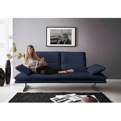 W.SCHILLIG Broadway Sofa - Leder, Blau, Longchair, Sitztiefenverstellung W.SCHILLIG Broadway Sofa - Leder, Blau, Longchair, Sitztiefenverstellung