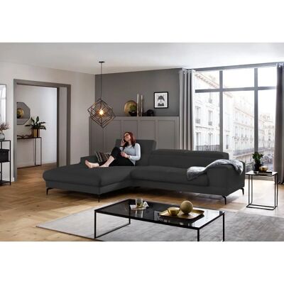 W.SCHILLIG Piedroo Ecksofa - Leder, Grau, 303cm W.SCHILLIG Piedroo Ecksofa - Leder, Grau, 303cm