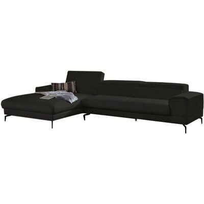 W.SCHILLIG Piedroo L-Form Sofa - Leder, Schwarz, 343cm W.SCHILLIG Piedroo L-Form Sofa - Leder, Schwarz, 343cm