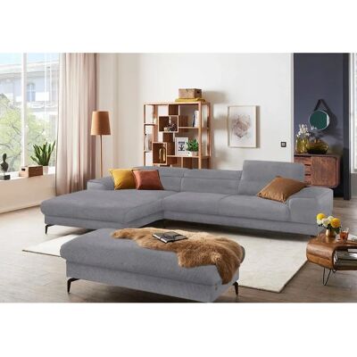 W.SCHILLIG Piedroo Sofa - Grau Chenille L-Form mit Kopfstütze W.SCHILLIG Piedroo Sofa - Grau Chenille L-Form mit Kopfstütze
