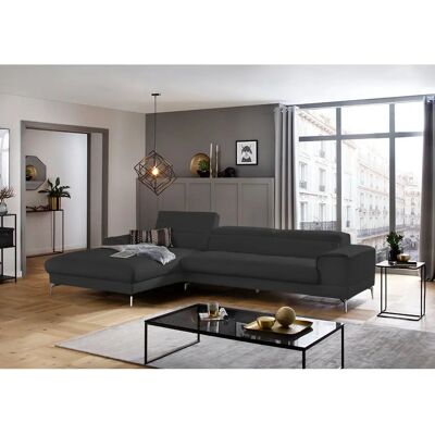 W.SCHILLIG Piedroo Leder-Sofa - L-Form, Grau, 343cm W.SCHILLIG Piedroo Leder-Sofa - L-Form, Grau, 343cm