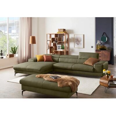 W.SCHILLIG Piedroo L-Form Sofa - Weiches Leder, Grün Camouflage W.SCHILLIG Piedroo L-Form Sofa - Weiches Leder, Grün Camouflage