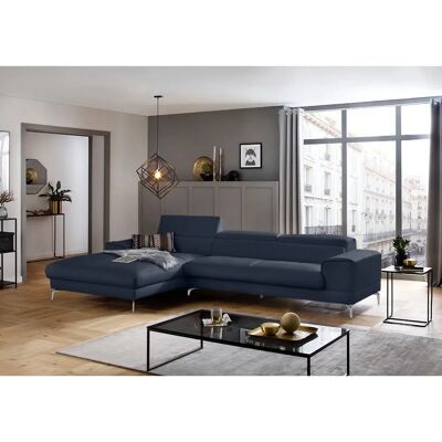 W.SCHILLIG Piedroo Ecksofa - Blau Leder, Motorische Kopfstütze W.SCHILLIG Piedroo Ecksofa - Blau Leder, Motorische Kopfstütze