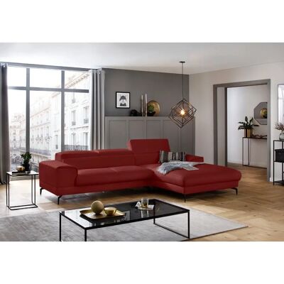 W.SCHILLIG Piedroo Leder Ecksofa - 303cm, Ruby Rot, mit Kopfstütze W.SCHILLIG Piedroo Leder Ecksofa - 303cm, Ruby Rot, mit Kopfstütze