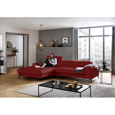 W.SCHILLIG Piedroo - Rotes Leder Ecksofa mit Kopfteilverstellung W.SCHILLIG Piedroo - Rotes Leder Ecksofa mit Kopfteilverstellung