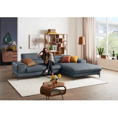 W.SCHILLIG Piedroo - Softleder, Blau, Longchair rechts - Sofa W.SCHILLIG Piedroo - Softleder, Blau, Longchair rechts - Sofa
