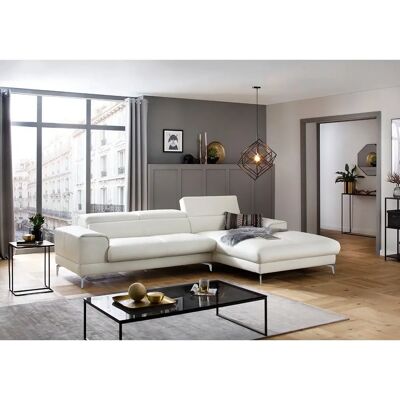 W.SCHILLIG Piedroo Ecksofa - Weiß Leder L-Form mit Kopfstütze W.SCHILLIG Piedroo Ecksofa - Weiß Leder L-Form mit Kopfstütze