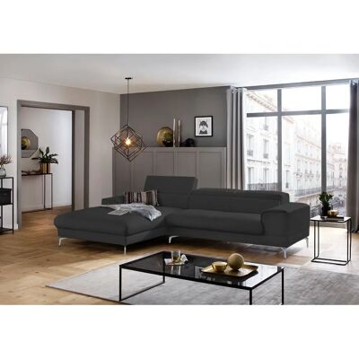 W.SCHILLIG Piedroo Ecksofa - Leder, Grau, 303cm W.SCHILLIG Piedroo Ecksofa - Leder, Grau, 303cm