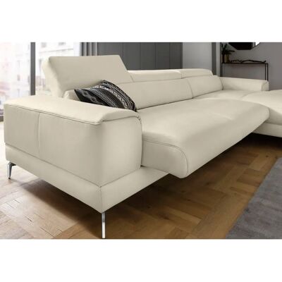 W.SCHILLIG Piedroo - Graues Leder-Ecksofa mit Kopfstützen W.SCHILLIG Piedroo - Graues Leder-Ecksofa mit Kopfstützen