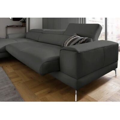W.SCHILLIG Piedroo Ecksofa - Leder, Grau, 343cm W.SCHILLIG Piedroo Ecksofa - Leder, Grau, 343cm