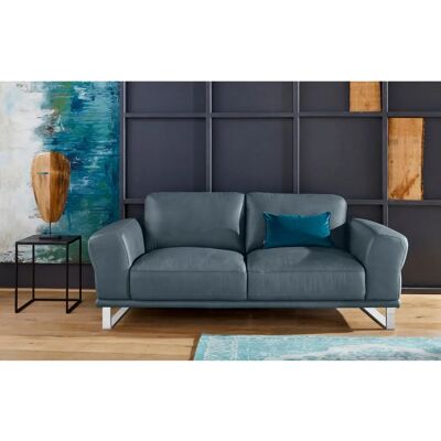 W.SCHILLIG montanaa Zweisitzer Sofa - Blau Leder, Metallkufen W.SCHILLIG montanaa Zweisitzer Sofa - Blau Leder, Metallkufen