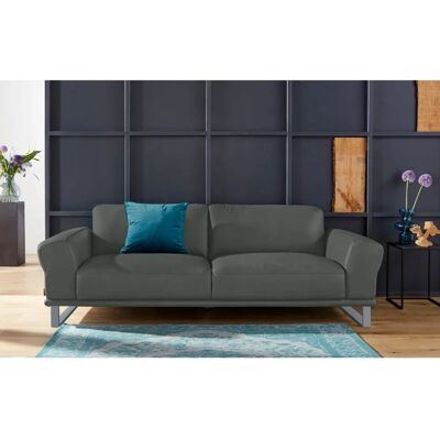 W.SCHILLIG Montana 2,5-Sitzer Sofa - Leder, Grau, Metallkufen W.SCHILLIG Montana 2,5-Sitzer Sofa - Leder, Grau, Metallkufen