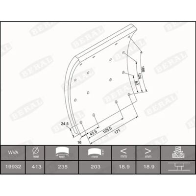 Beral Satz Bremsbeläge - 413mm Durchmesser Beral Satz Bremsbeläge - 413mm Durchmesser