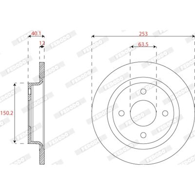 FERODO Baghjuls bremseskive til Ford Fiesta 7 - 253mm, 12mm tykkelse FERODO Baghjuls bremseskive til Ford Fiesta 7 - 253mm, 12mm tykkelse