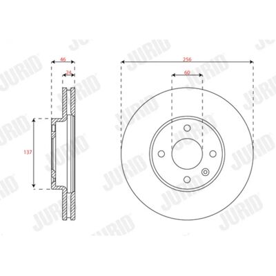 JURID Ventilerad bromsskiva Chevrolet Aveo - Bromsskiva JURID Ventilerad bromsskiva Chevrolet Aveo - Bromsskiva
