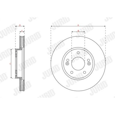 JURID Hyundai/Kia αερόφρενο - Δίσκος φρένου JURID Hyundai/Kia αερόφρενο - Δίσκος φρένου