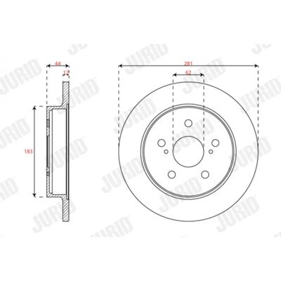 JURID Toyota Lexus Bremsscheibe - 12mm 114,3mm Vollbeschichtet JURID Toyota Lexus Bremsscheibe - 12mm 114,3mm Vollbeschichtet