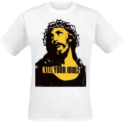 Kill Your Idols Weißes Baumwoll-T-Shirt - Kurzarm Unisex Kill Your Idols Weißes Baumwoll-T-Shirt - Kurzarm Unisex