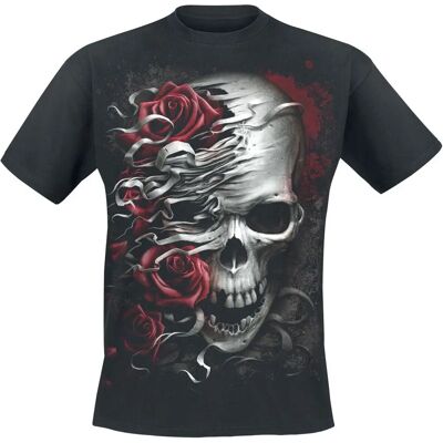 Spiral Skulls N' Roses Kurzarm T-Shirt - Herren - Schwarz Spiral Skulls N' Roses Kurzarm T-Shirt - Herren - Schwarz