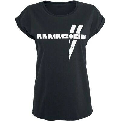 Rammstein Weiße Balken Kurzarm-T-Shirt - Weiblich - Schwarz Rammstein Weiße Balken Kurzarm-T-Shirt - Weiblich - Schwarz