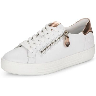 Remonte D0903-81 Chaussures en Cuir pour Femmes Blanc/Kupfer - Sneakers Décontractés Remonte D0903-81 Chaussures en Cuir pour Femmes Blanc/Kupfer - Sneakers Décontractés