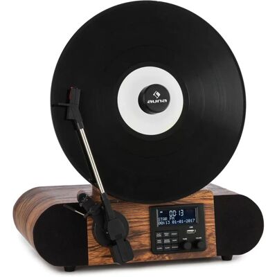Auna Verticalo SE DAB Platine - Vinyle, Bluetooth, FM, USB, Rétro - Publicité Auna Verticalo SE DAB Platine - Vinyle, Bluetooth, FM, USB, Rétro - Publicité