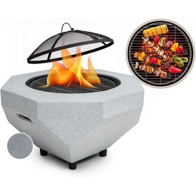 Braséro Blumfeldt Diamond avec grill MGO en acier - Gris clair - Publicité Braséro Blumfeldt Diamond avec grill MGO en acier - Gris clair - Publicité