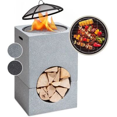 Braséro Blumfeldt Monolith avec grill - Gris clair - Publicité Braséro Blumfeldt Monolith avec grill - Gris clair - Publicité
