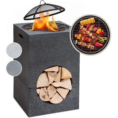 Blumfeldt Feuerstelle Monolith mit Grill, Stahl-Einsatz, Funkenschutz - Schwarz Blumfeldt Feuerstelle Monolith mit Grill, Stahl-Einsatz, Funkenschutz - Schwarz