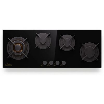 Klarstein Goldflame 4 Slim - 4 quemadores latón - encimaglás vidrio cerámico - Cocina de gas Klarstein Goldflame 4 Slim - 4 quemadores latón - encimaglás vidrio cerámico - Cocina de gas