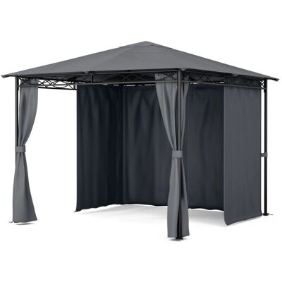 Blumfeldt Mondo Pabellón de jardín - 3x3 m, Acero y poliéster, Gris oscuro Blumfeldt Mondo Pabellón de jardín - 3x3 m, Acero y poliéster, Gris oscuro