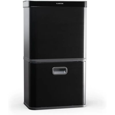 Klarstein Cestino a sensore touchless 56L - 3 compartiments - acier inoxydable noir mat - Poubelle - Publicité Klarstein Cestino a sensore touchless 56L - 3 compartiments - acier inoxydable noir mat - Poubelle - Publicité