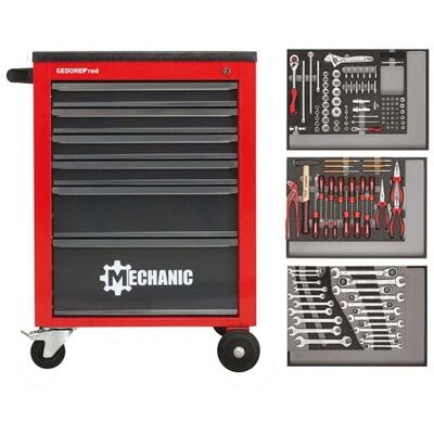 Gedore R21560004 Werkzeugwagen - 6 Schubladen, 129 Werkzeuge, Rot Gedore R21560004 Werkzeugwagen - 6 Schubladen, 129 Werkzeuge, Rot
