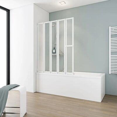 Paroi de Douche Pliable Schulte - 115x140cm, 5 Volets, Blanc - Publicité Paroi de Douche Pliable Schulte - 115x140cm, 5 Volets, Blanc - Publicité