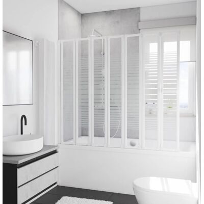 Paroi de baignoire pliante blanche - 159x140 cm - Verre de sécurité - Publicité Paroi de baignoire pliante blanche - 159x140 cm - Verre de sécurité - Publicité