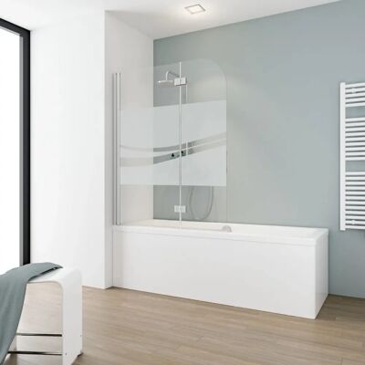 Pare-bain Schulte 112 x 140 cm - Verre de sécurité 2 en 1 avec motif de liane - Publicité Pare-bain Schulte 112 x 140 cm - Verre de sécurité 2 en 1 avec motif de liane - Publicité