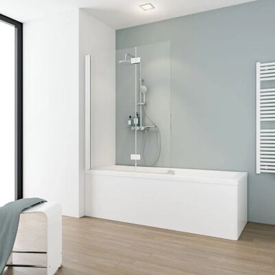 Schulte - Pare-bain - Blanc - 104x130cm - Verre de sécurité - Publicité Schulte - Pare-bain - Blanc - 104x130cm - Verre de sécurité - Publicité