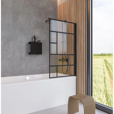 Paroi de baignoire pliante Schulte 70x130cm Verre noir - Publicité Paroi de baignoire pliante Schulte 70x130cm Verre noir - Publicité