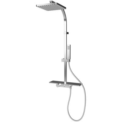 Schulte Rain ii Duschsystem mit Thermostat, quadratischer Kopf, 45x102cm Schulte Rain ii Duschsystem mit Thermostat, quadratischer Kopf, 45x102cm