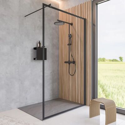 Schulte Black Style Walk-In Dusche - 200cm, Eckig, Matteschwarz Schulte Black Style Walk-In Dusche - 200cm, Eckig, Matteschwarz