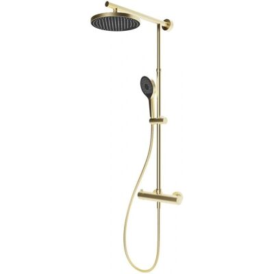 Colonne de douche en doré mat avec thermostat - Type de douche - Publicité Colonne de douche en doré mat avec thermostat - Type de douche - Publicité