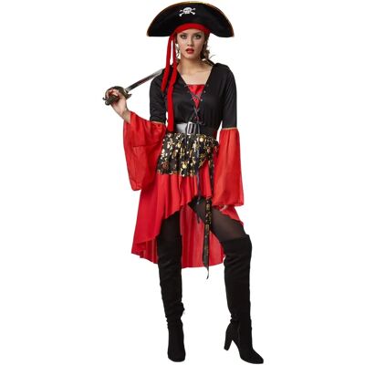 TecTake Pirate Queen Costume - Vokuhila Style, Red Band Hat - Costume TecTake Pirate Queen Costume - Vokuhila Style, Red Band Hat - Costume