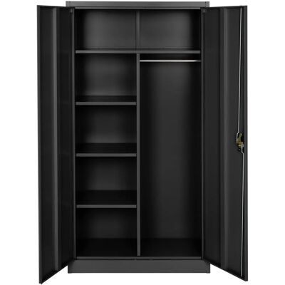 Tectake Armario con 6 Compartimentos y Barra - Negro Tectake Armario con 6 Compartimentos y Barra - Negro