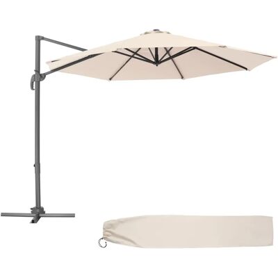 Parasol beige TecTake 300cm - Réglable, UV 50+ - Publicité Parasol beige TecTake 300cm - Réglable, UV 50+ - Publicité