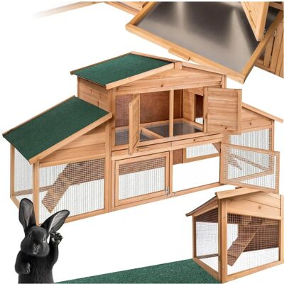 Tectake Grande clapier pour petits animaux - Bois, marron, XXL - Publicité Tectake Grande clapier pour petits animaux - Bois, marron, XXL - Publicité