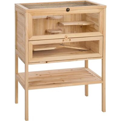 Tectake Kleintierkäfig - Holzgehege für Hamster, Mäuse, Braun Tectake Kleintierkäfig - Holzgehege für Hamster, Mäuse, Braun