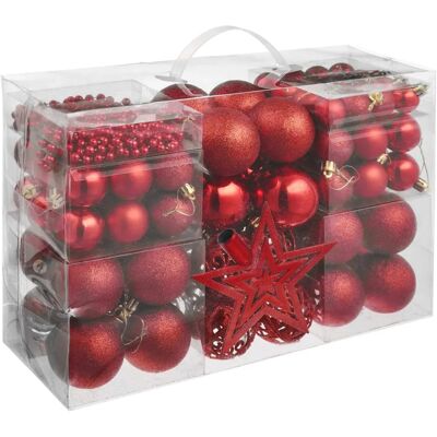 Tectake Lot de 86 Boules de Noël Rouges - Décorations - Publicité Tectake Lot de 86 Boules de Noël Rouges - Décorations - Publicité